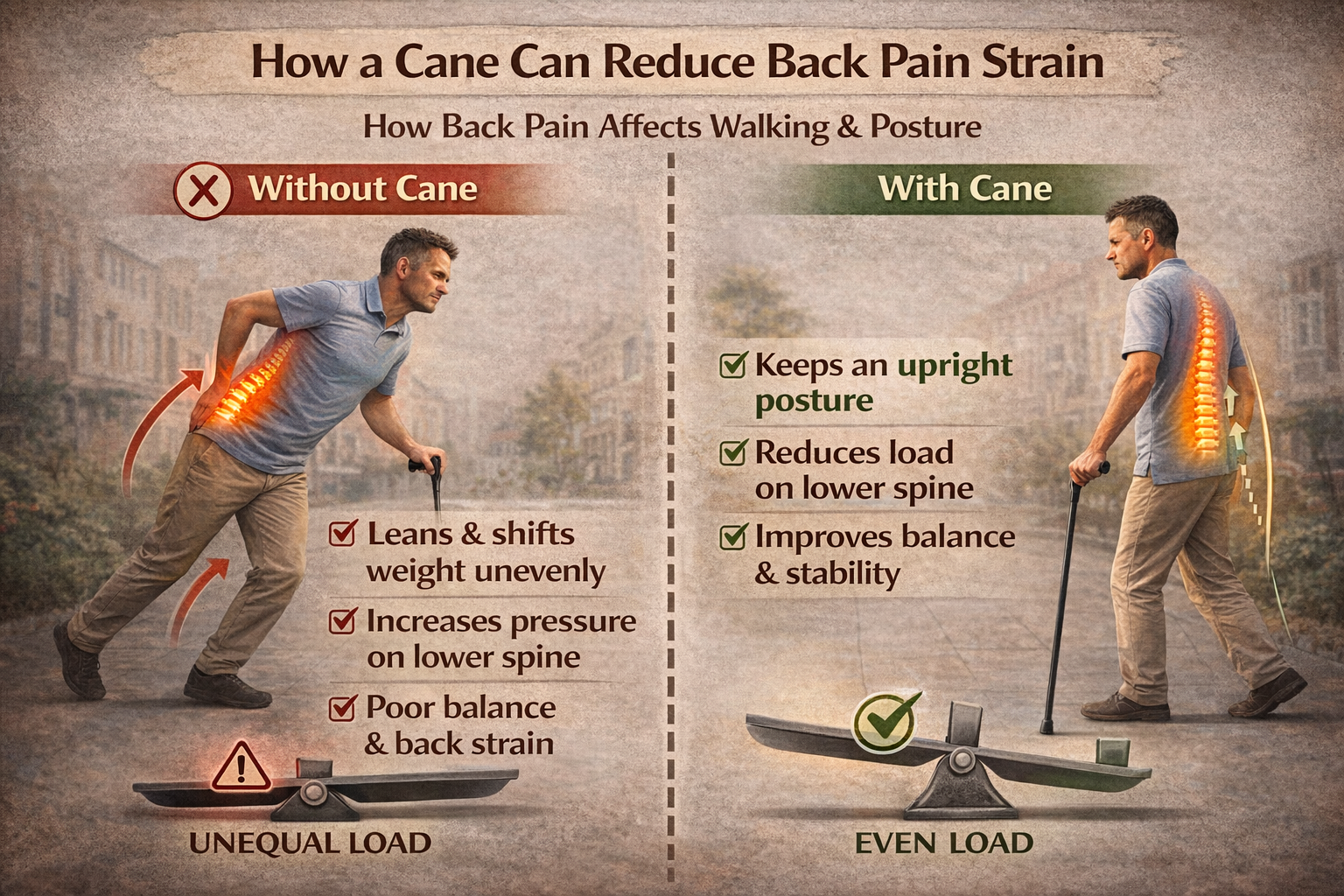 How a Cane Can Reduce Back Pain Strain
